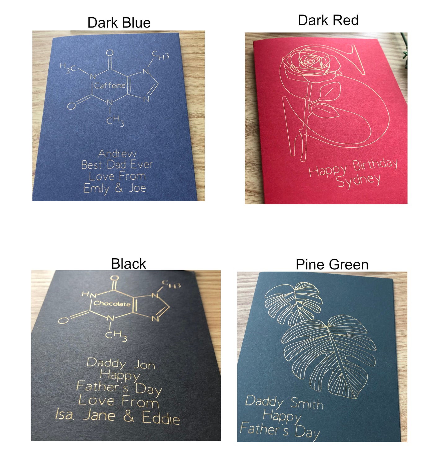 Tea Molecule Gold Foil Personalised Chemistry Father's Day Card