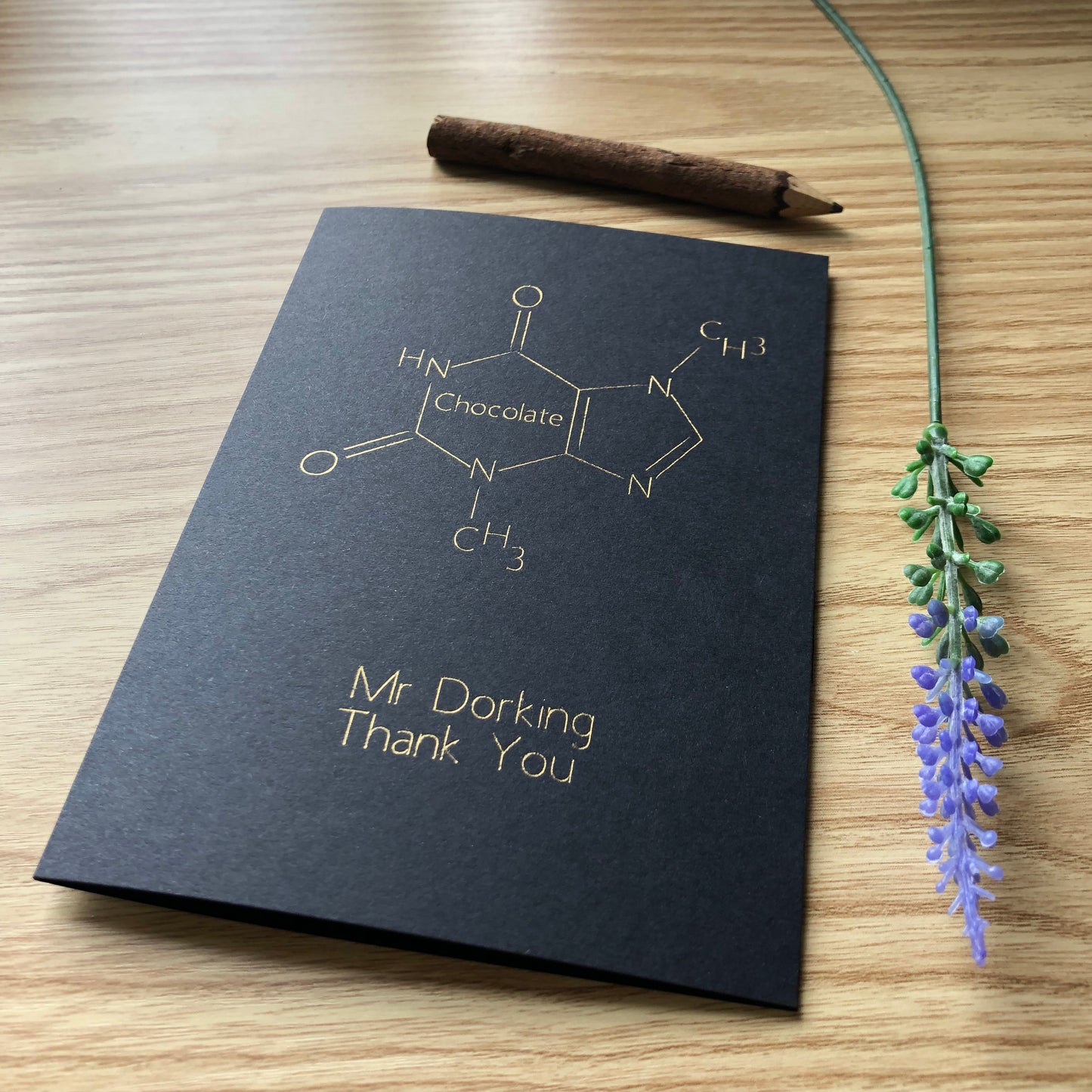 Personalised Chocolate Molecule Chemistry Thank You Teacher Gold Foil Card