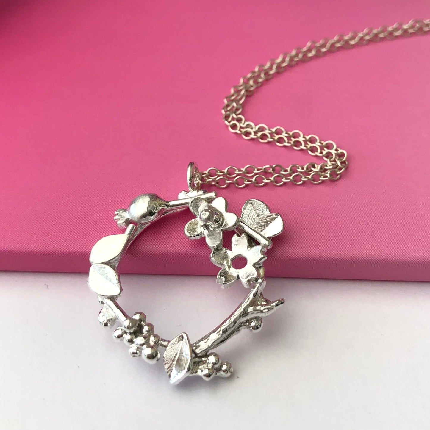 sterling silver flower charm necklace