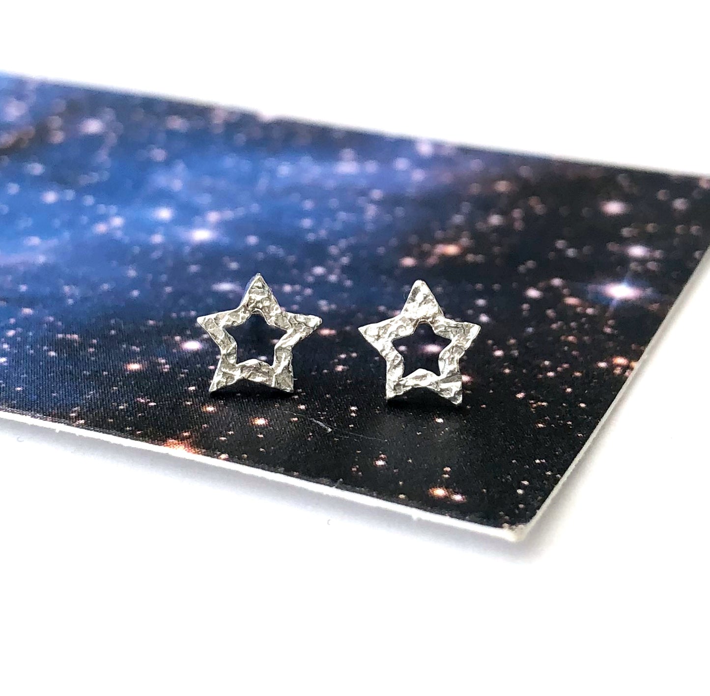 sterling silver hollow star earrings