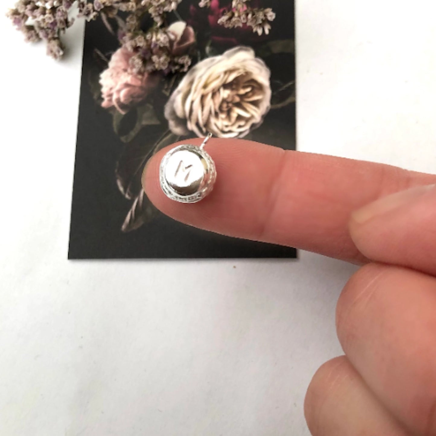 Sterling silver Initial Mini Macaron Necklace
