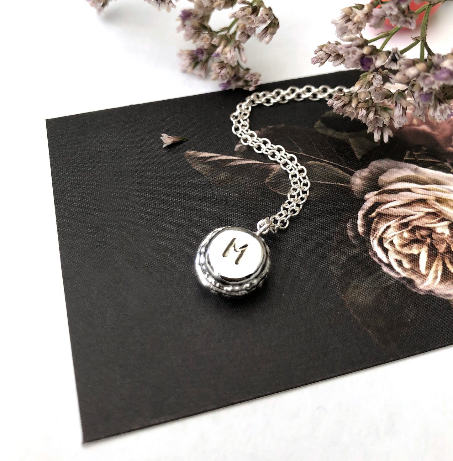 Sterling silver Initial Mini Macaron Necklace