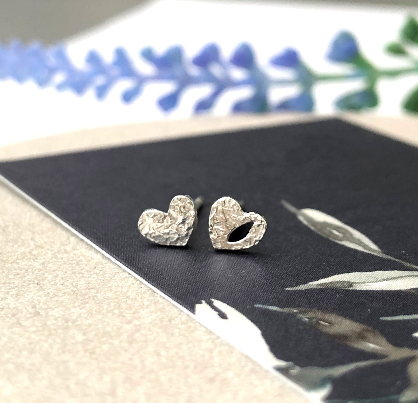 Mismatched Heart Sterling Silver stud Earrings