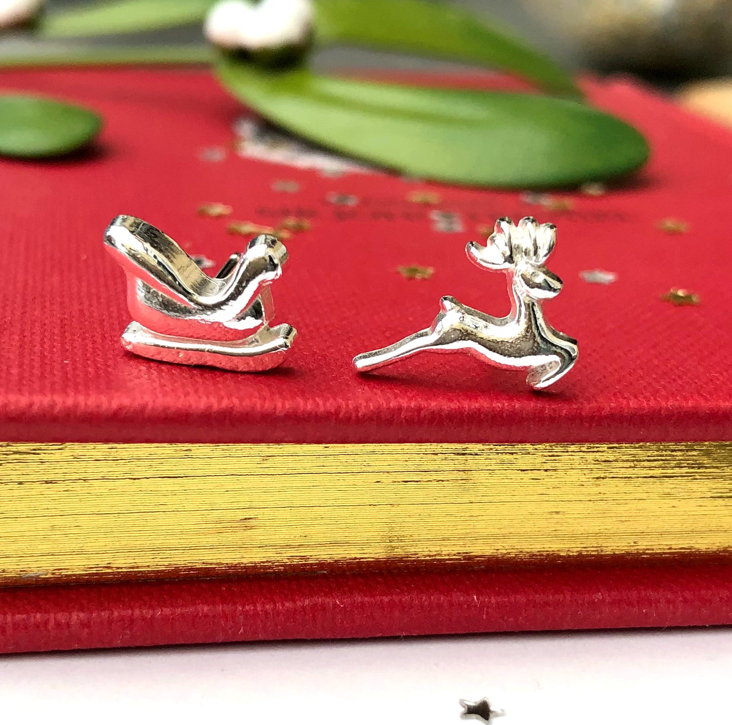 mismatched Christmas earrings