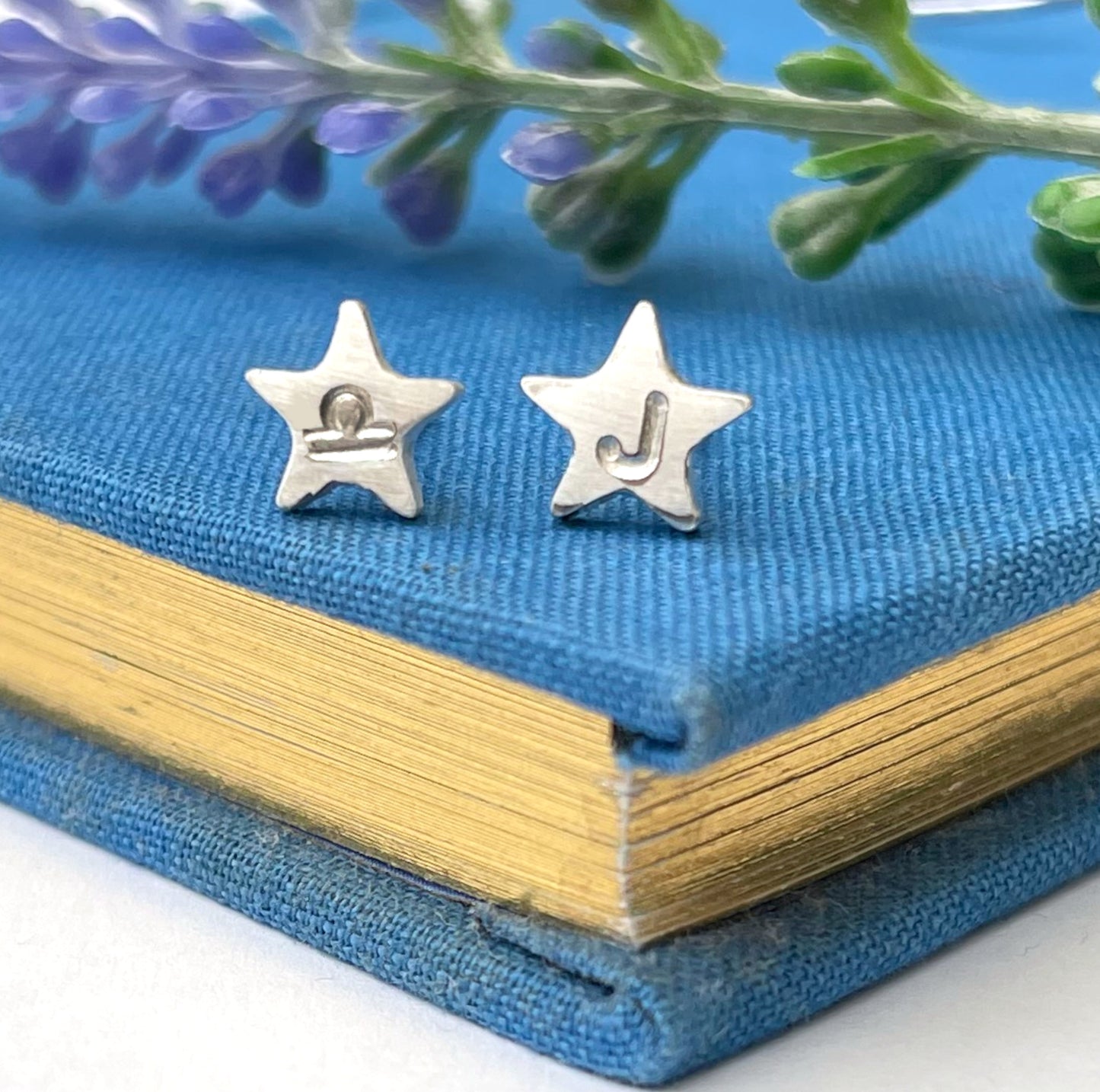 Personalised Sterling Silver Zodiac Star Sign And Initial Star Earrings