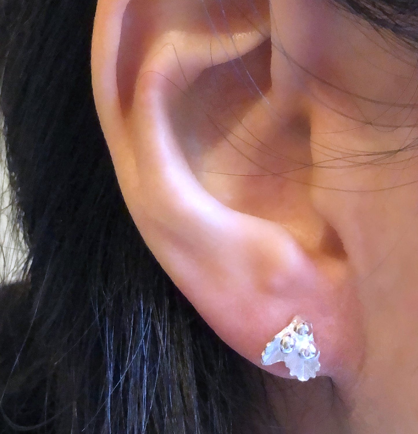 Sterling Silver Mini Holly Earrings, Small Holly Leaves Stud