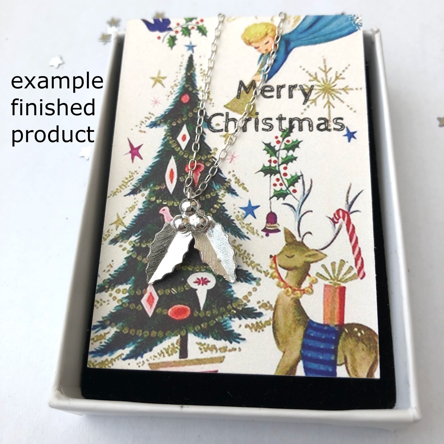 Sterling Silver Holly Leaves Charm Bracelet