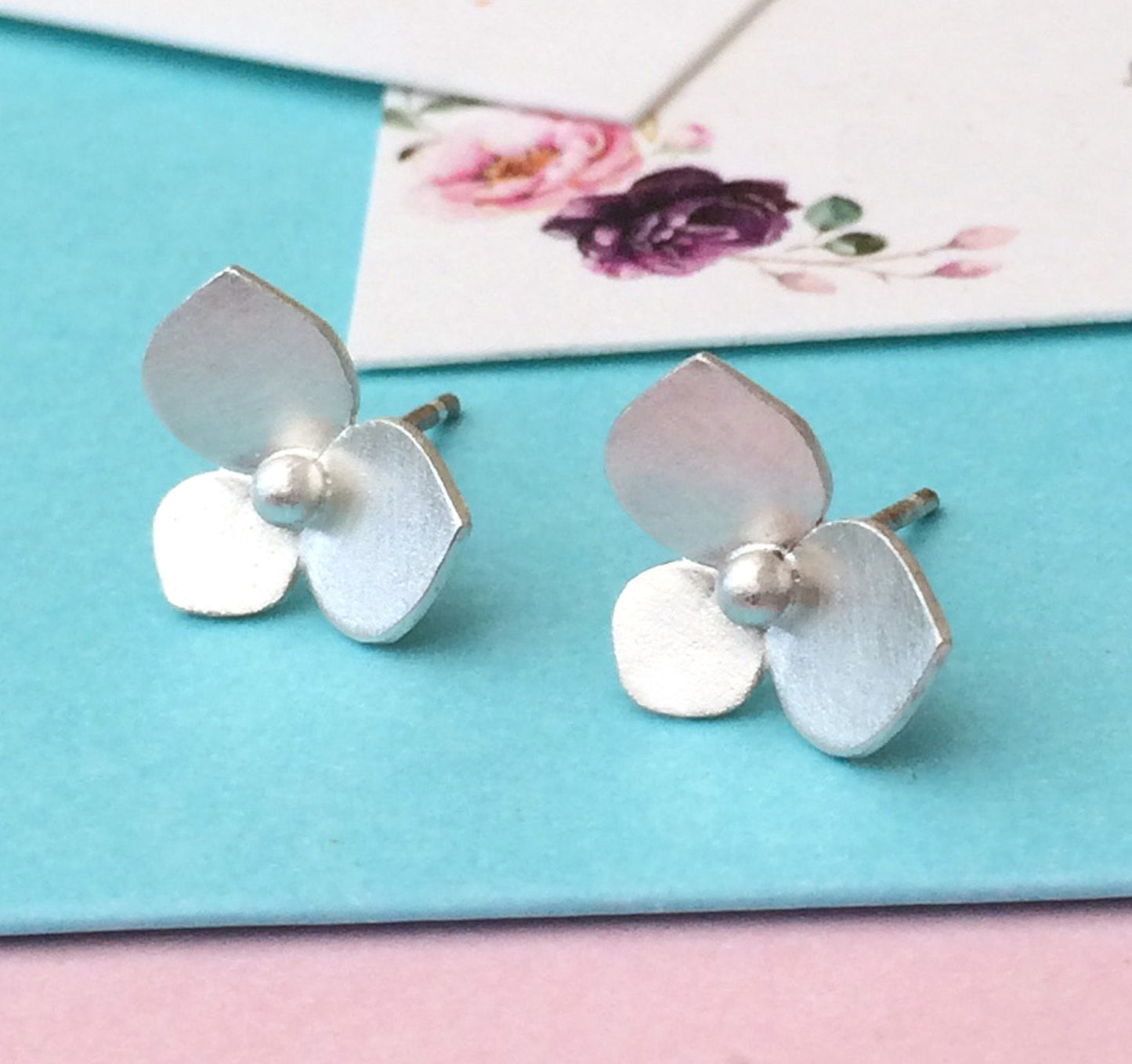 Sterling Silver Hydrangea Flower Earrings