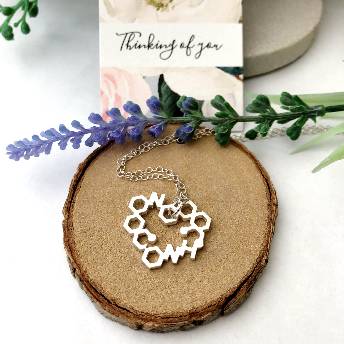 Sterling Silver Love Chemistry Geometric Heart Necklace