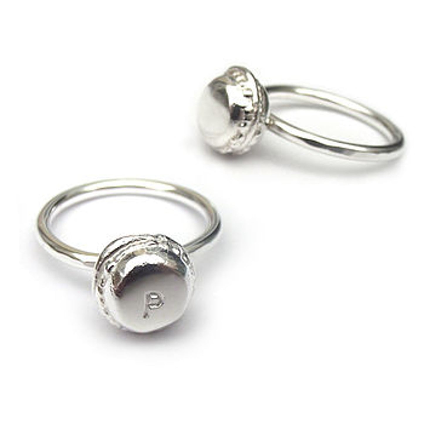 Sterling silver Initial Mini Macaron Necklace