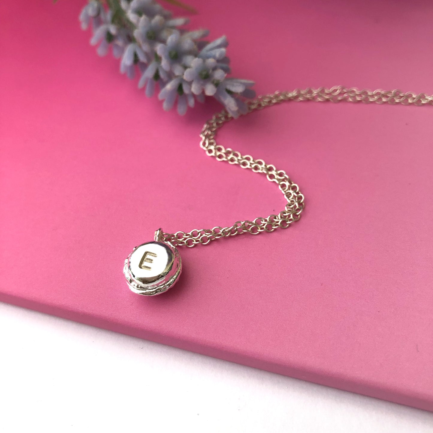 Sterling silver Initial Mini Macaron Necklace