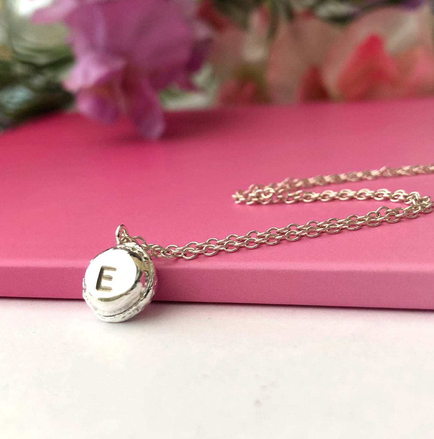 Sterling silver Initial Mini Macaron Necklace