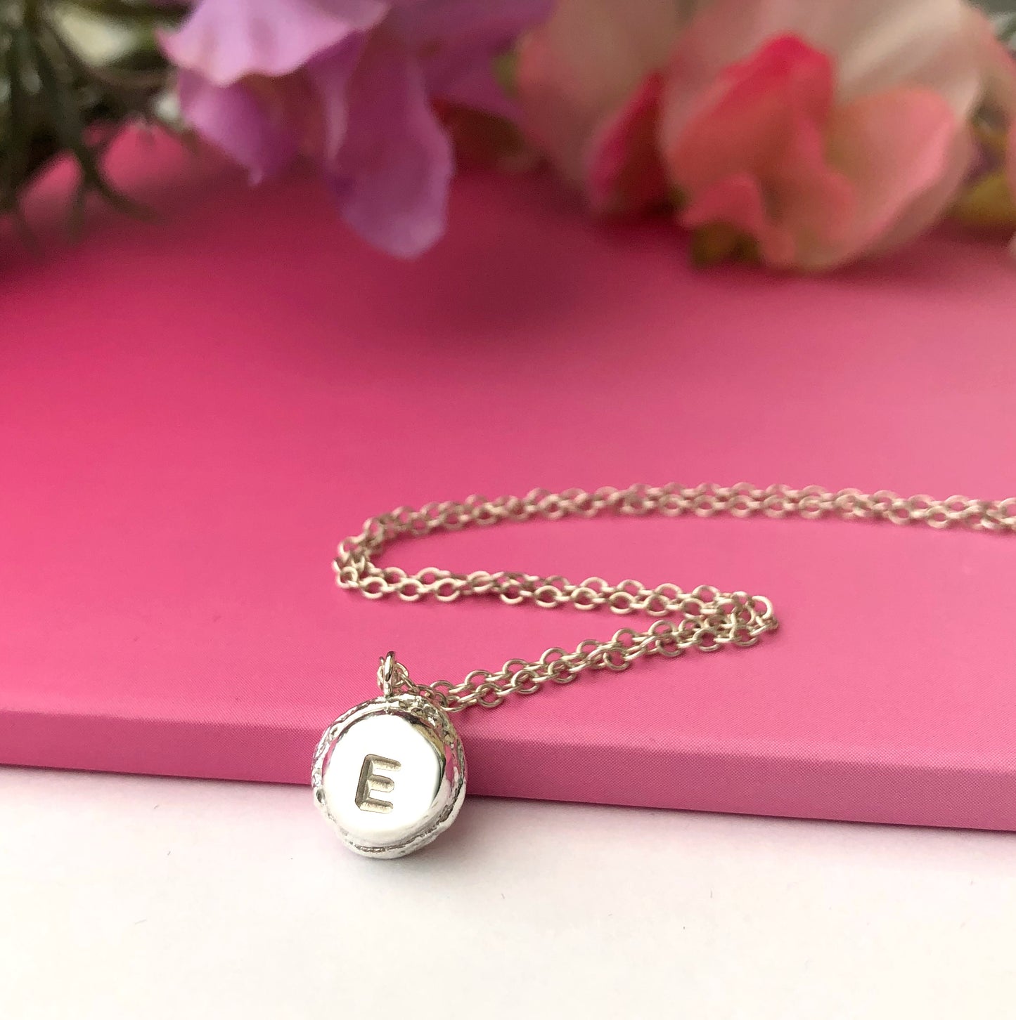 Sterling silver Initial Mini Macaron Necklace