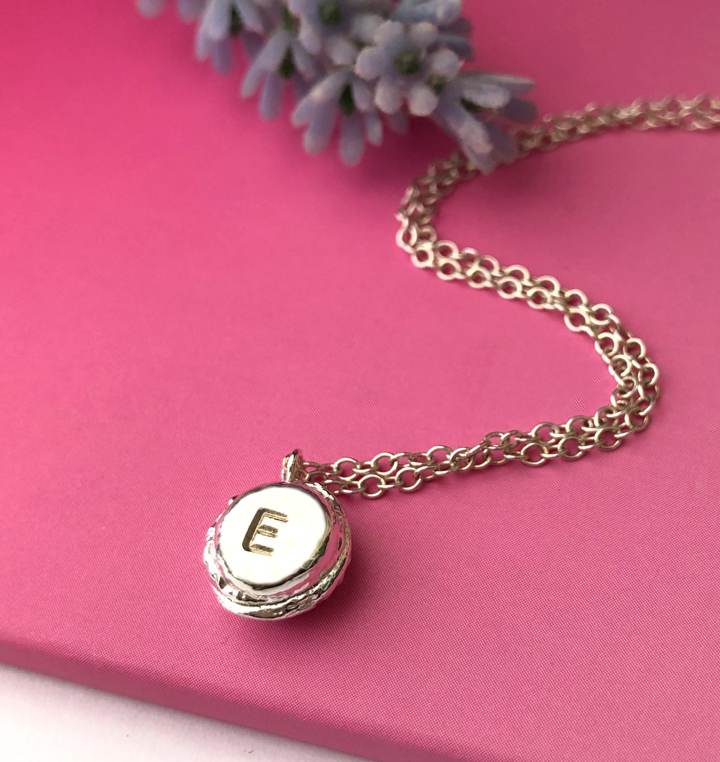 Sterling silver Initial Mini Macaron Necklace