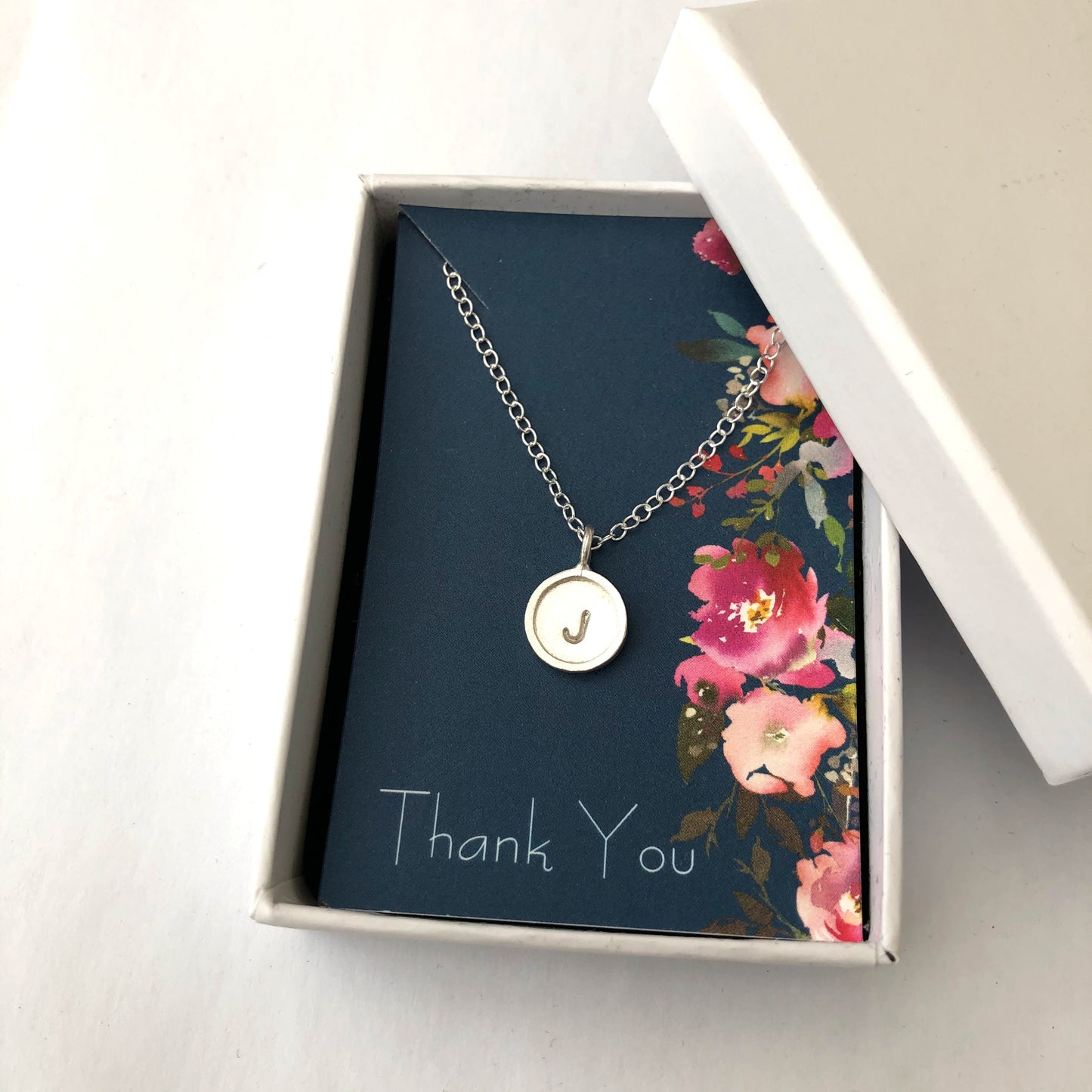 Sterling silver Initial Mini Macaron Necklace