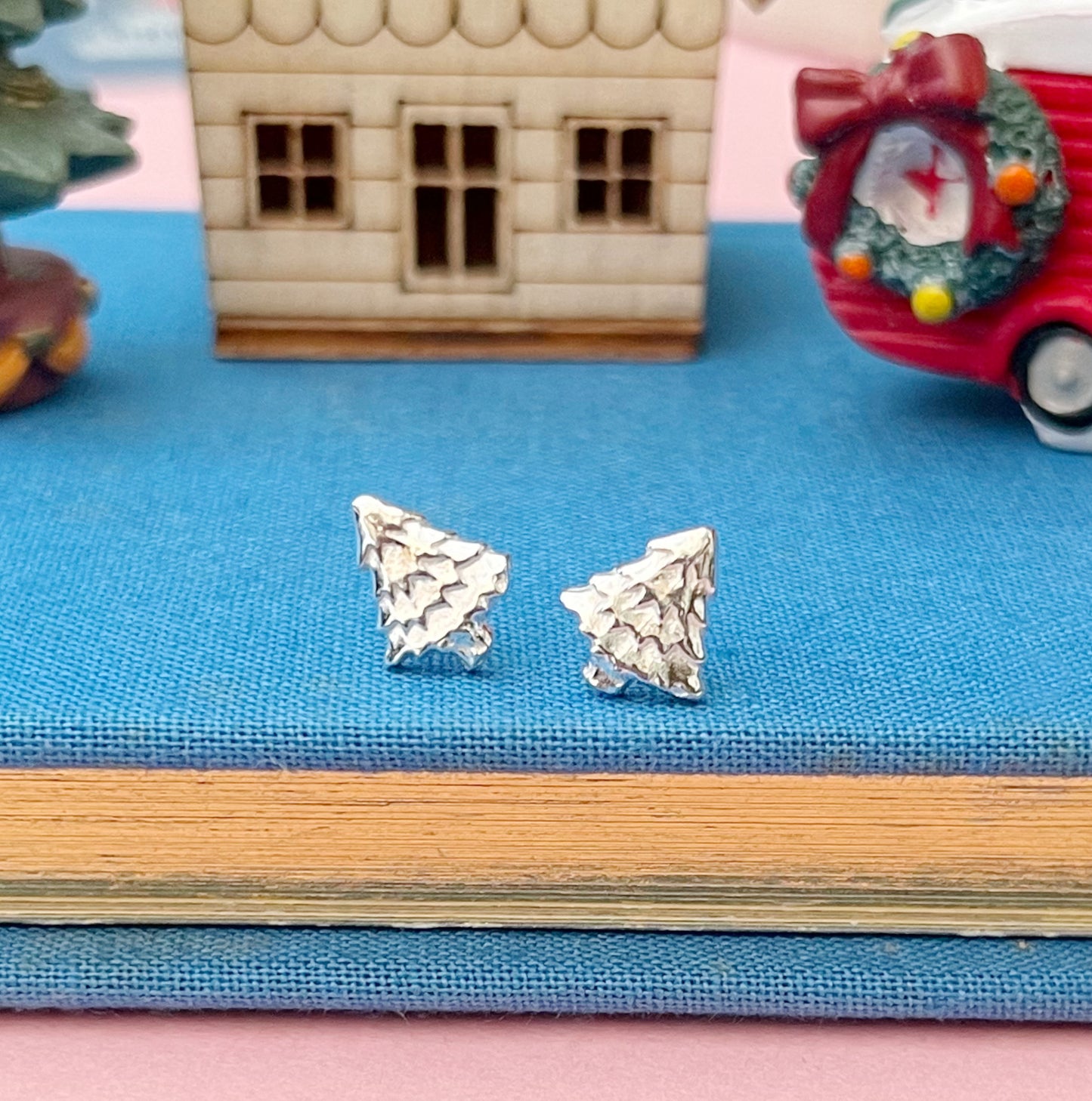 sterling silver Christmas tree earrings