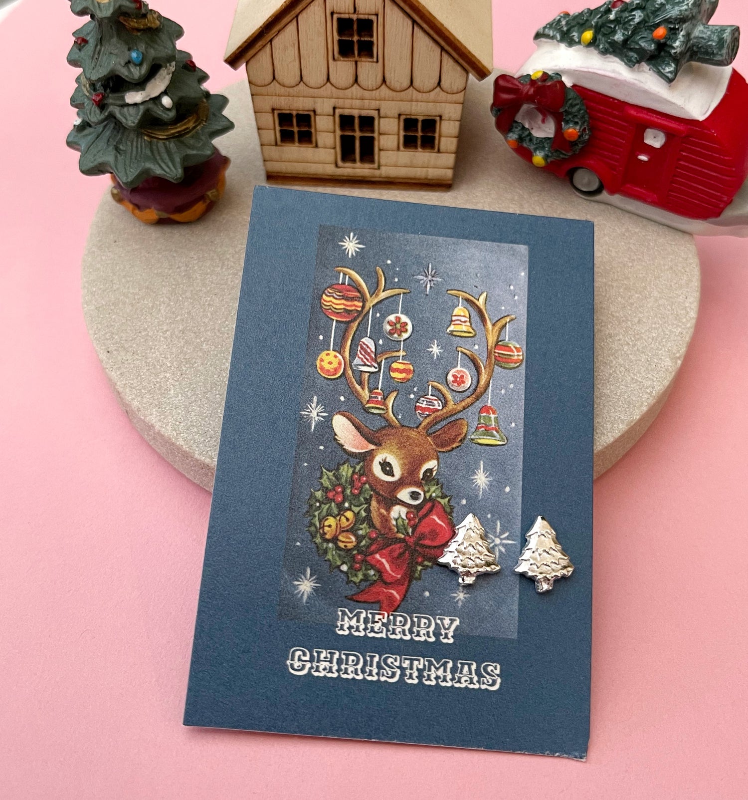 sterling silver Christmas tree earrings