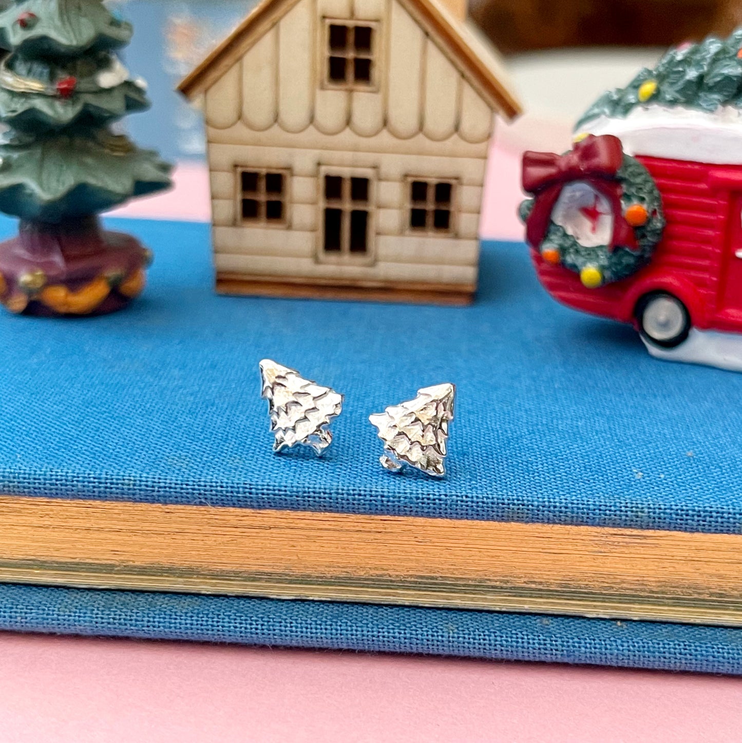 Sterling Silver Small Christmas Tree Earrings