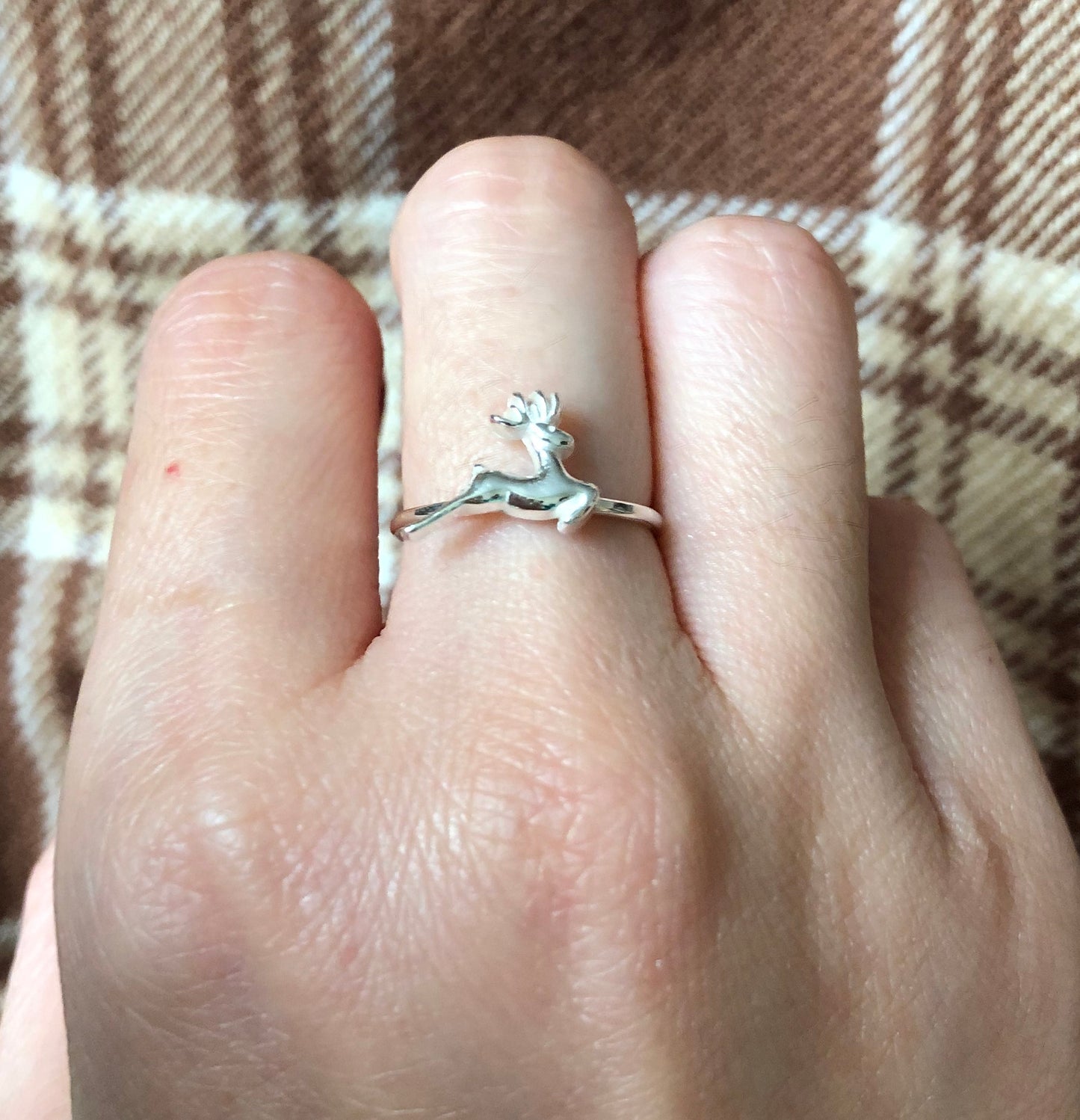 Sterling Silver Reindeer Ring, Christmas Jewellery