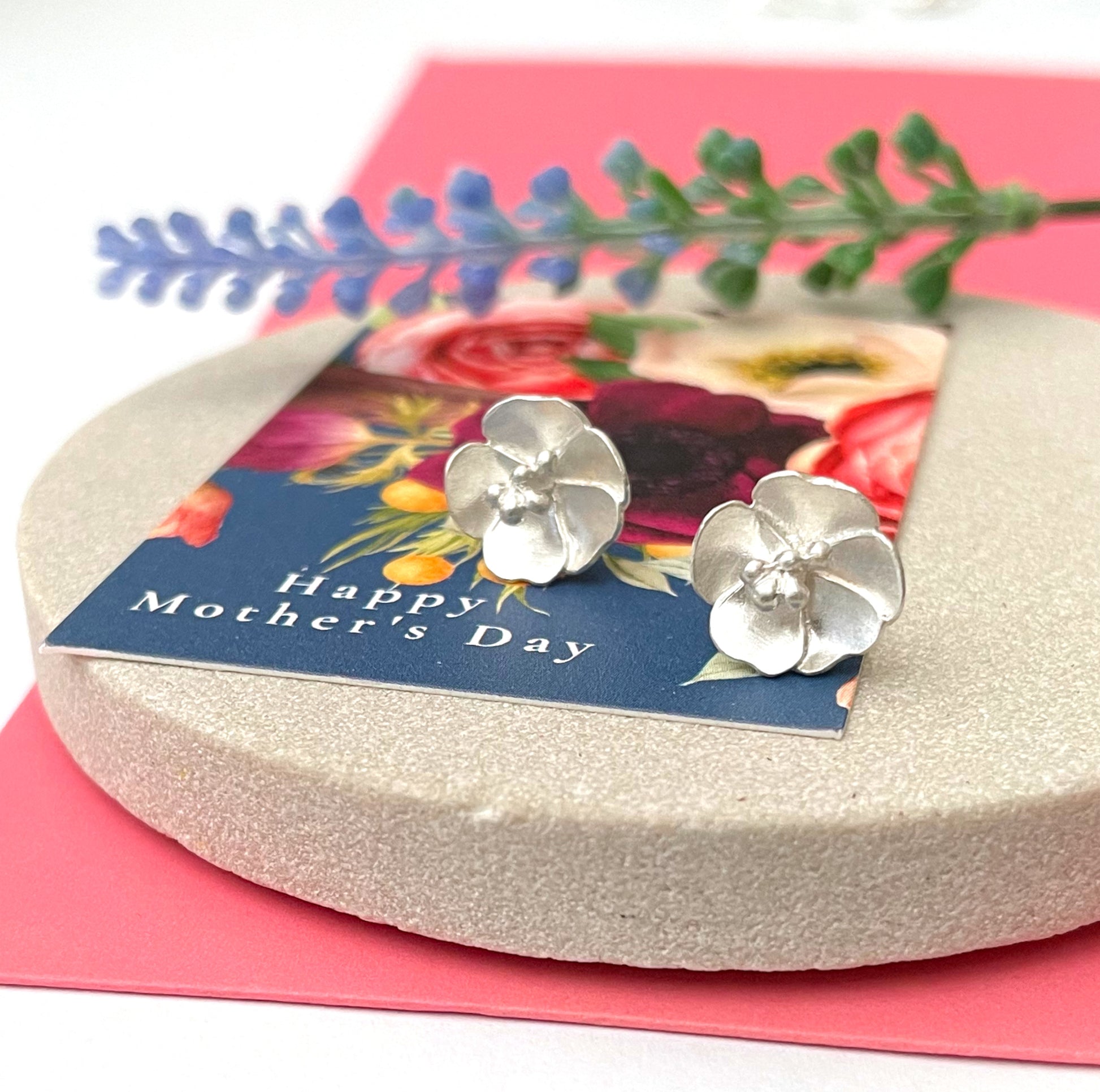 Mother's Day Sterling Silver Buttercup Flower Earrings