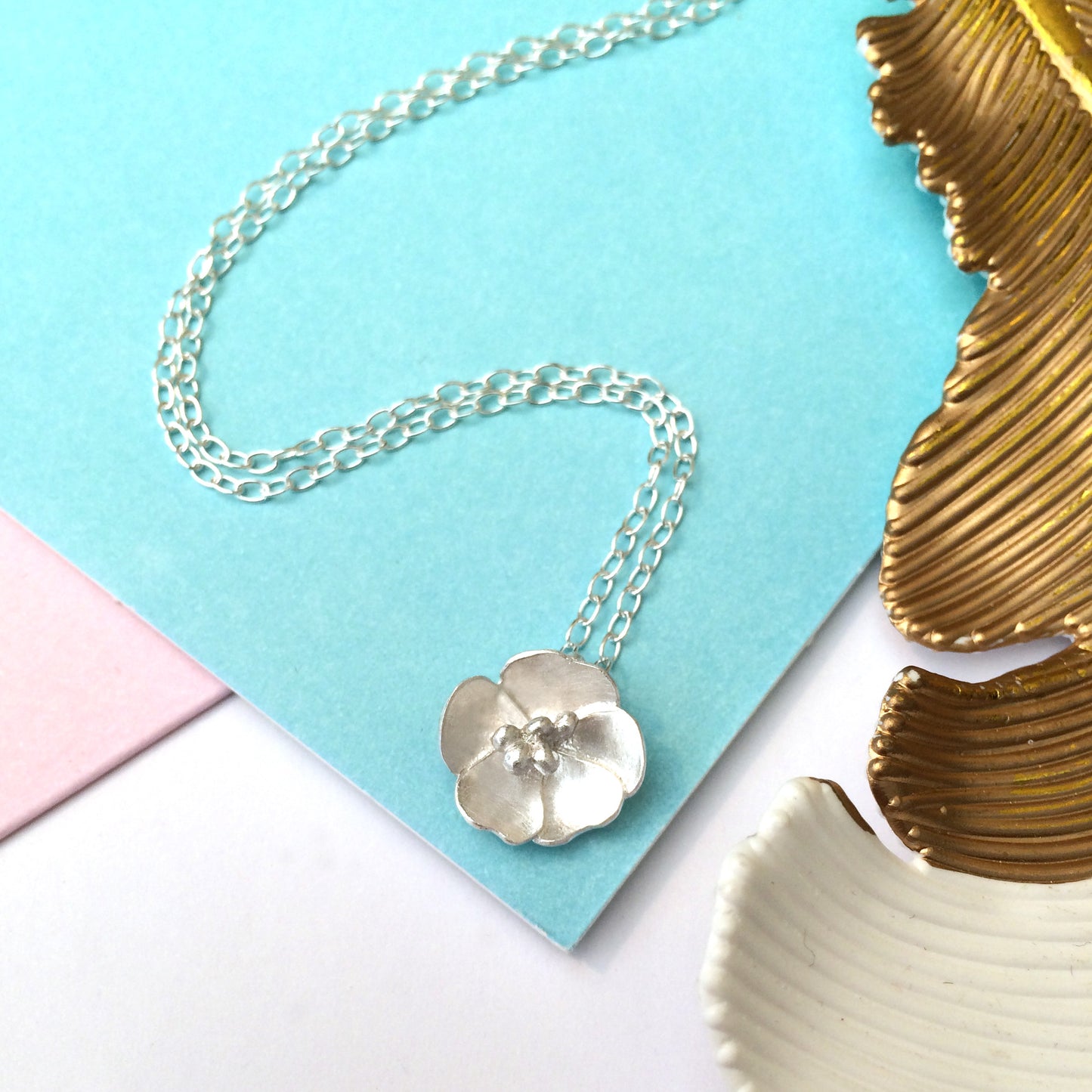 Sterling Silver Buttercup Flower Necklace