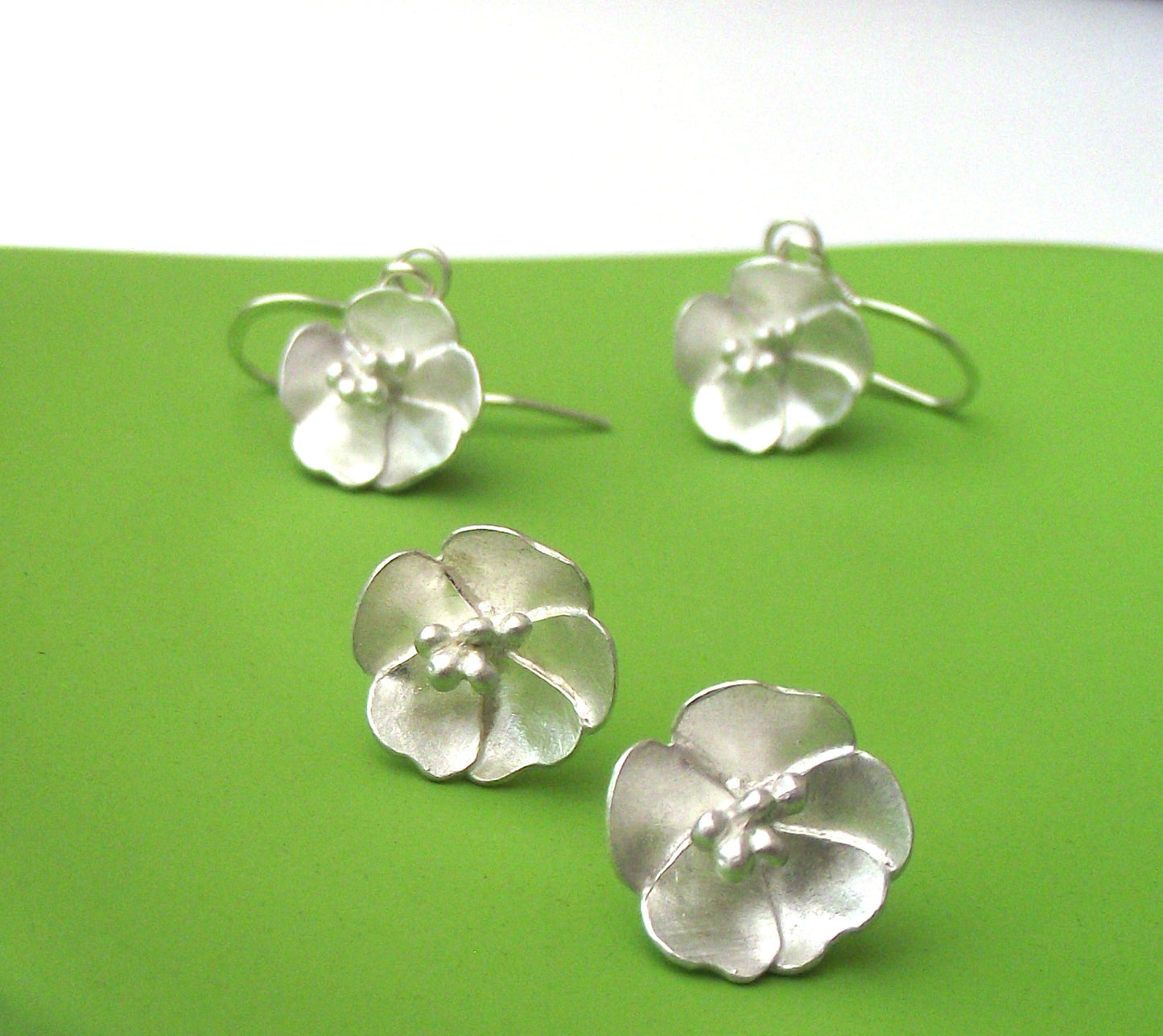 Dainty Mother's Day Sterling Silver Buttercup Flower Earrings