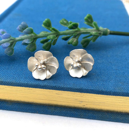 Sterling Silver Buttercup Stud Earrings, Flower Birthday Jewellery