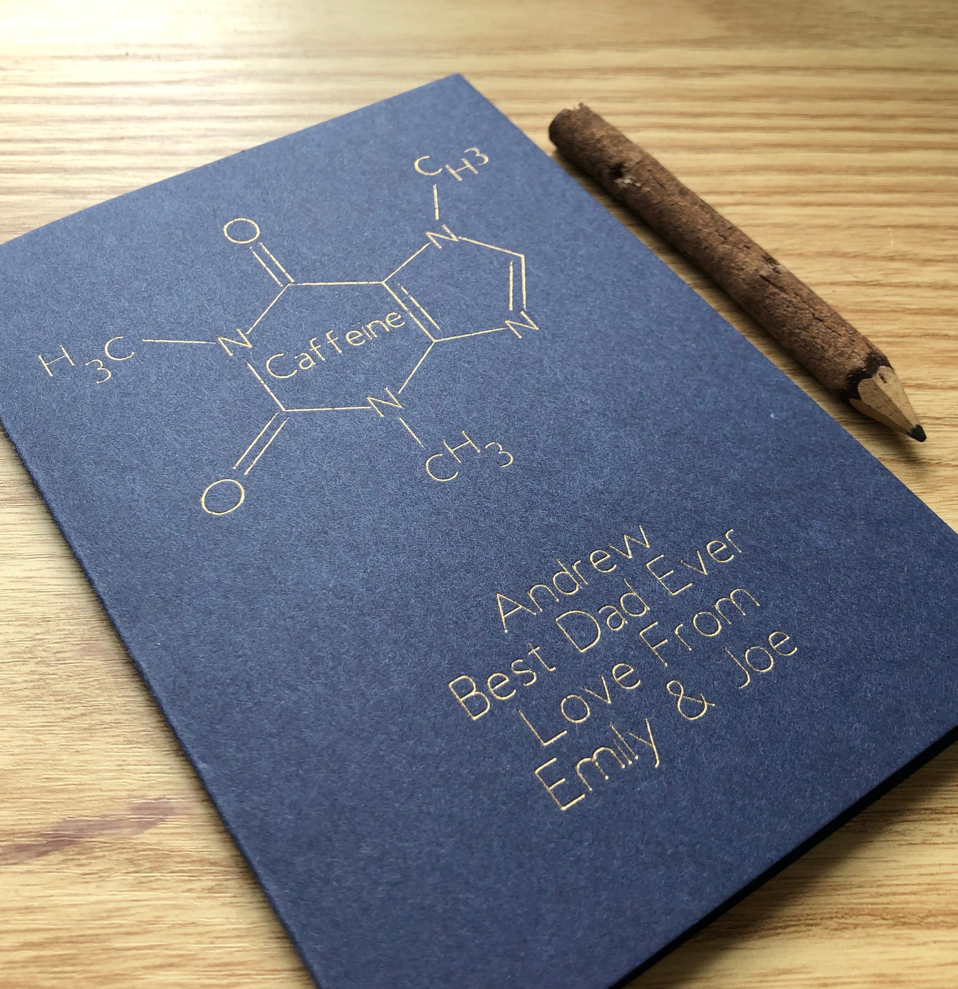 personalised caffeine molecule card 