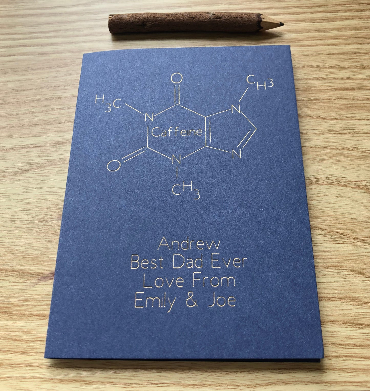Personalised Coffee Molecule Father's Day Gold Foil Card