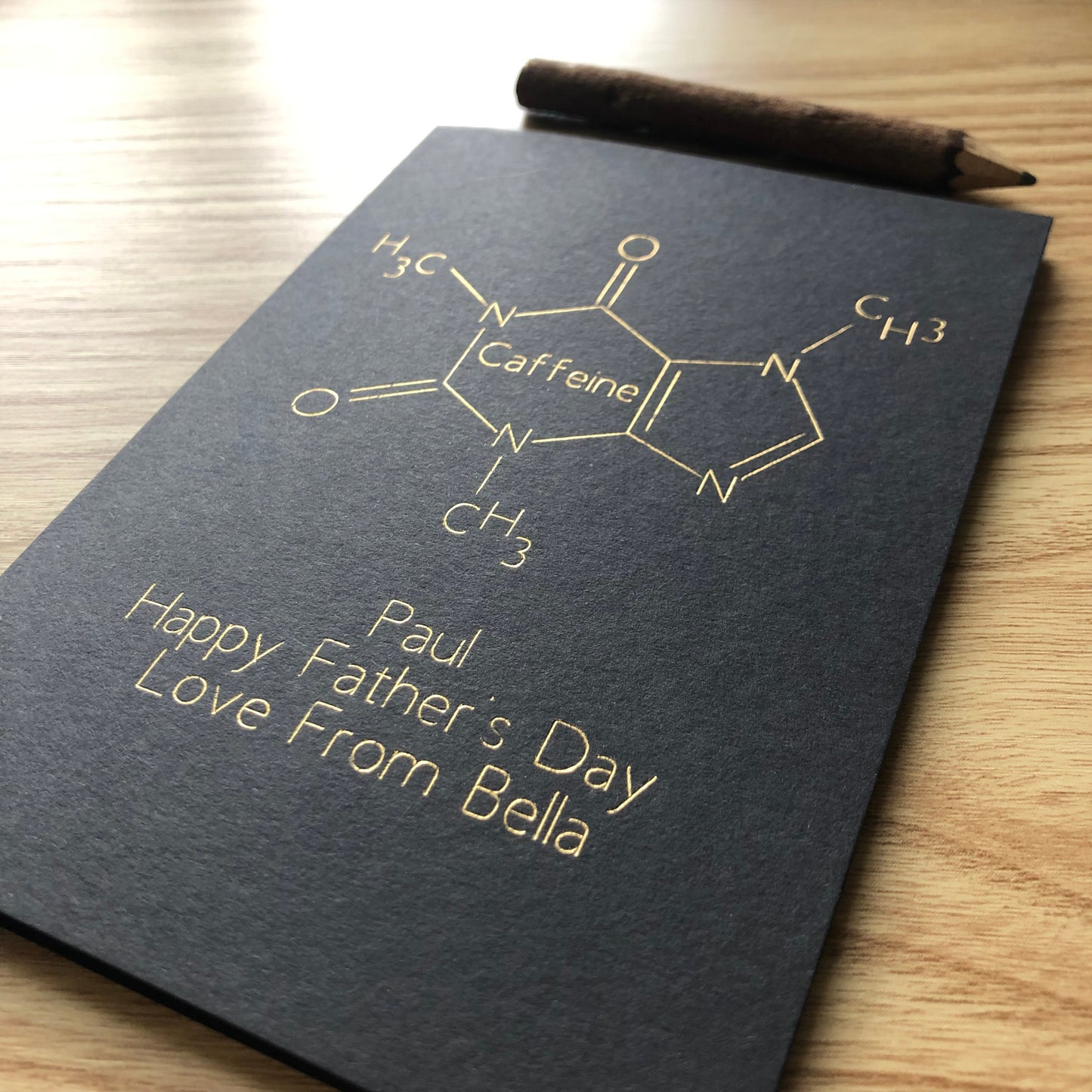 Personalised Coffee Molecule Father's Day Gold Foil Card