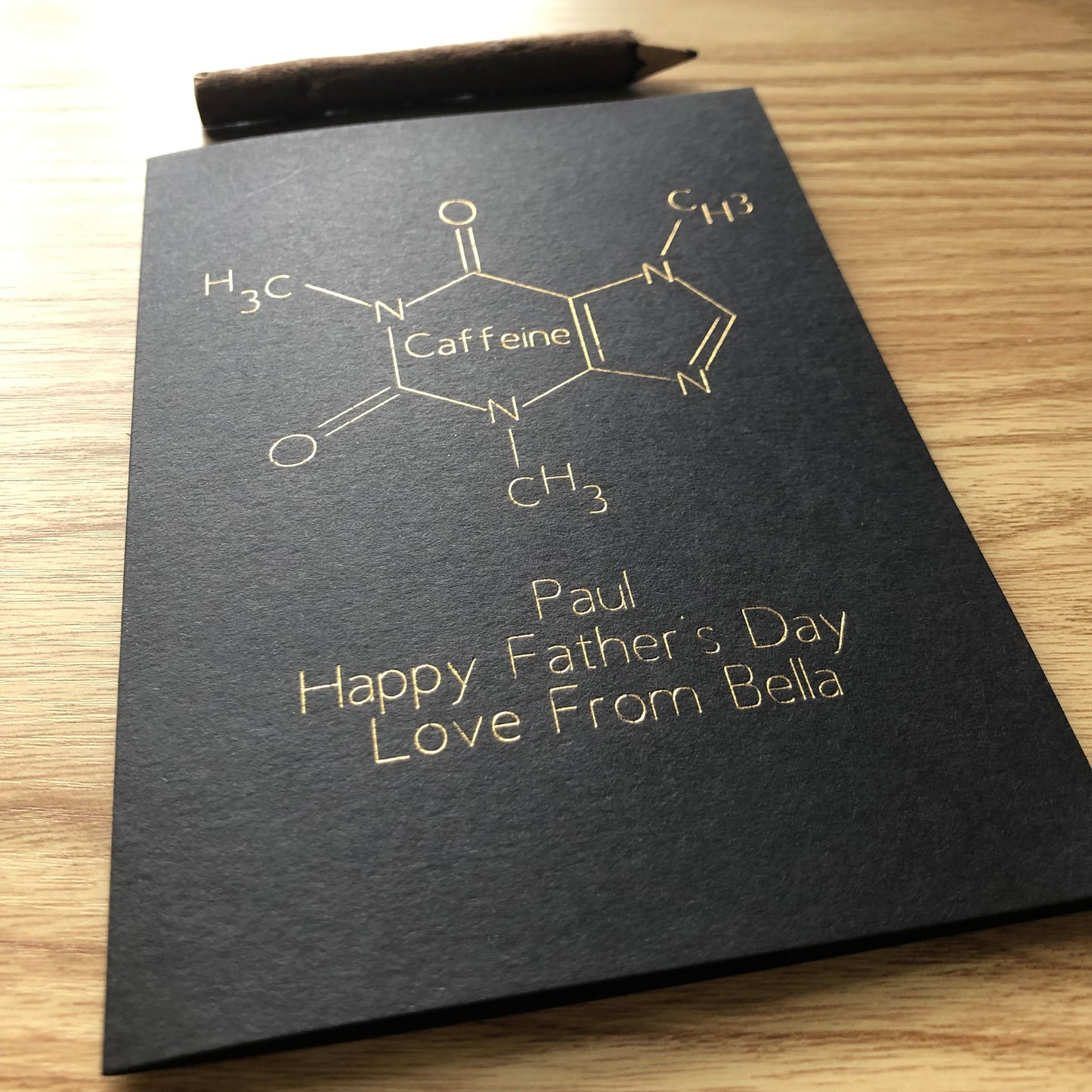 Personalised Coffee Molecule Father's Day Gold Foil Card