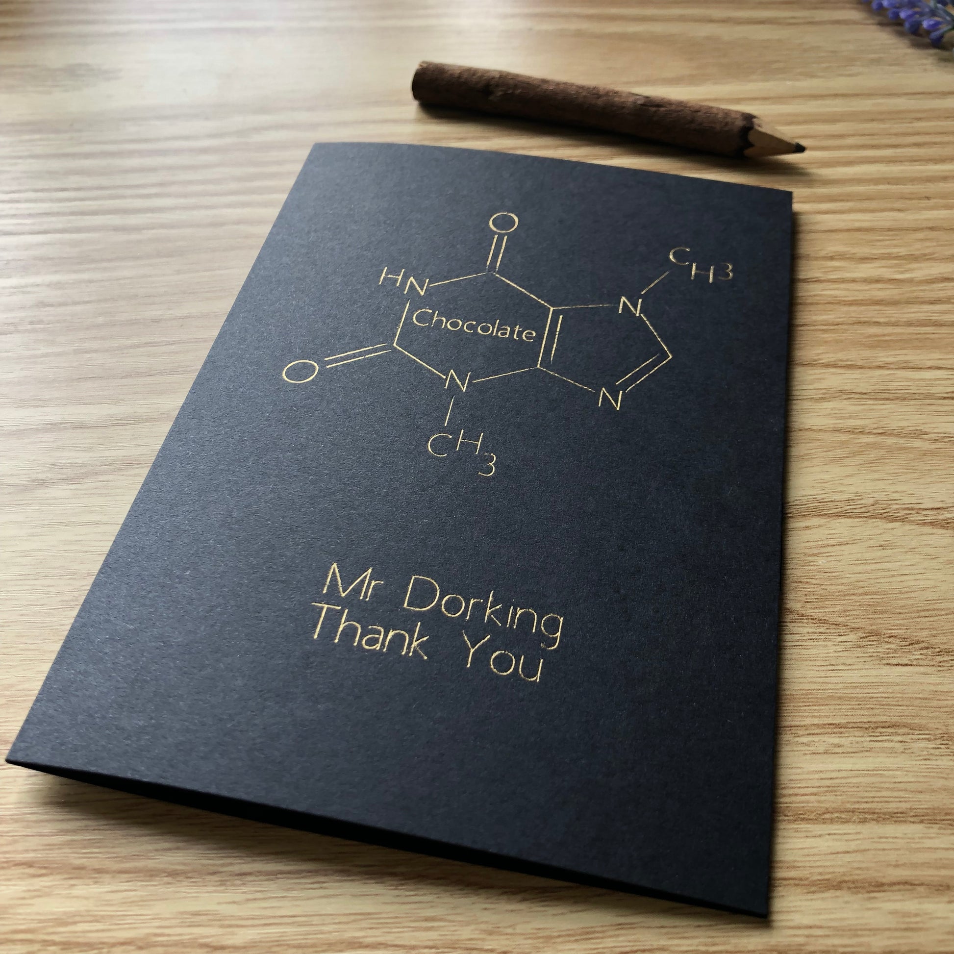 Personalised Chocolate Molecule Chemistry Gold Foil Card