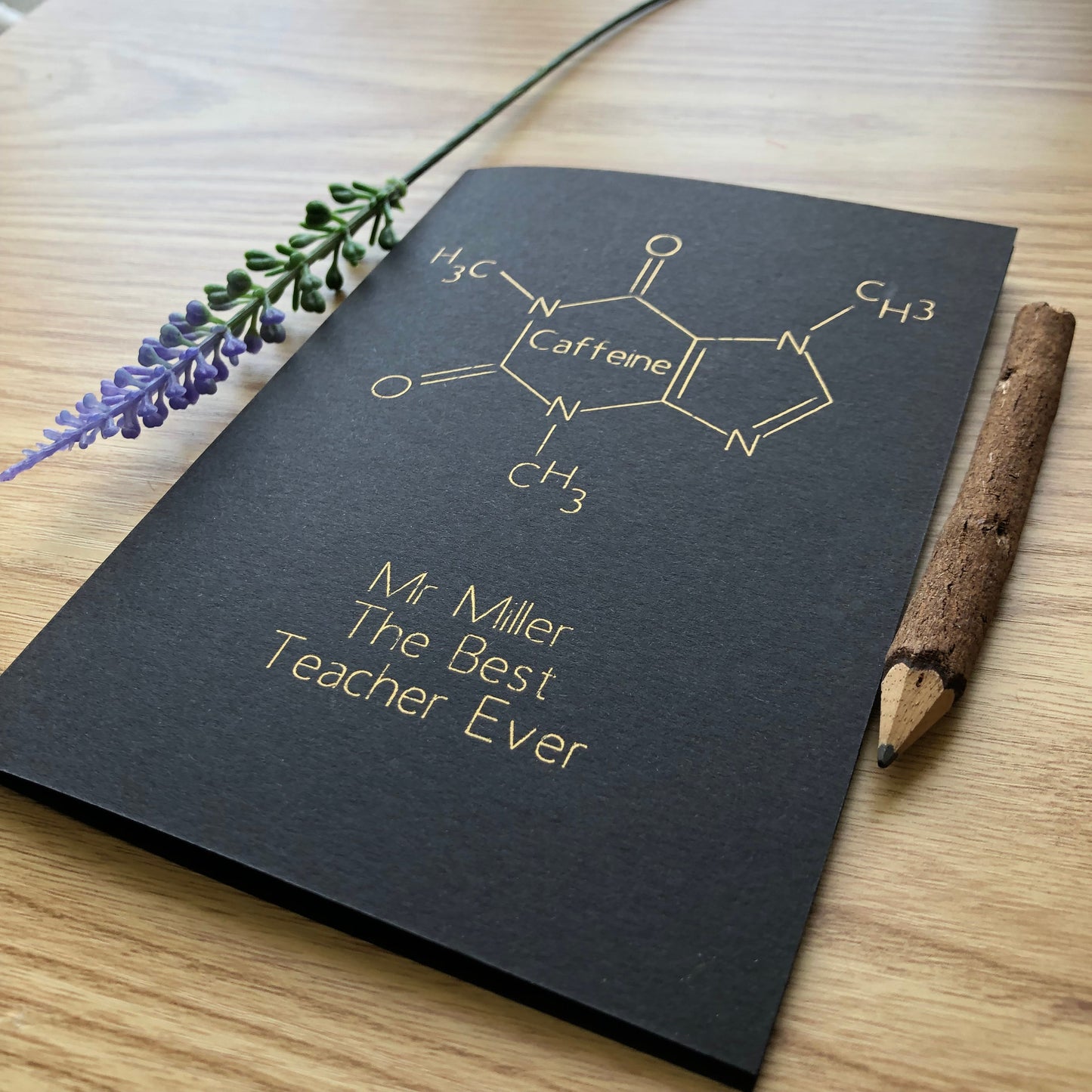 Personalised Coffee Molecule Chemistry Thank You Teacher Gold Foil Card