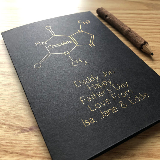 personalised chocolate molecule father's day chemistry card 