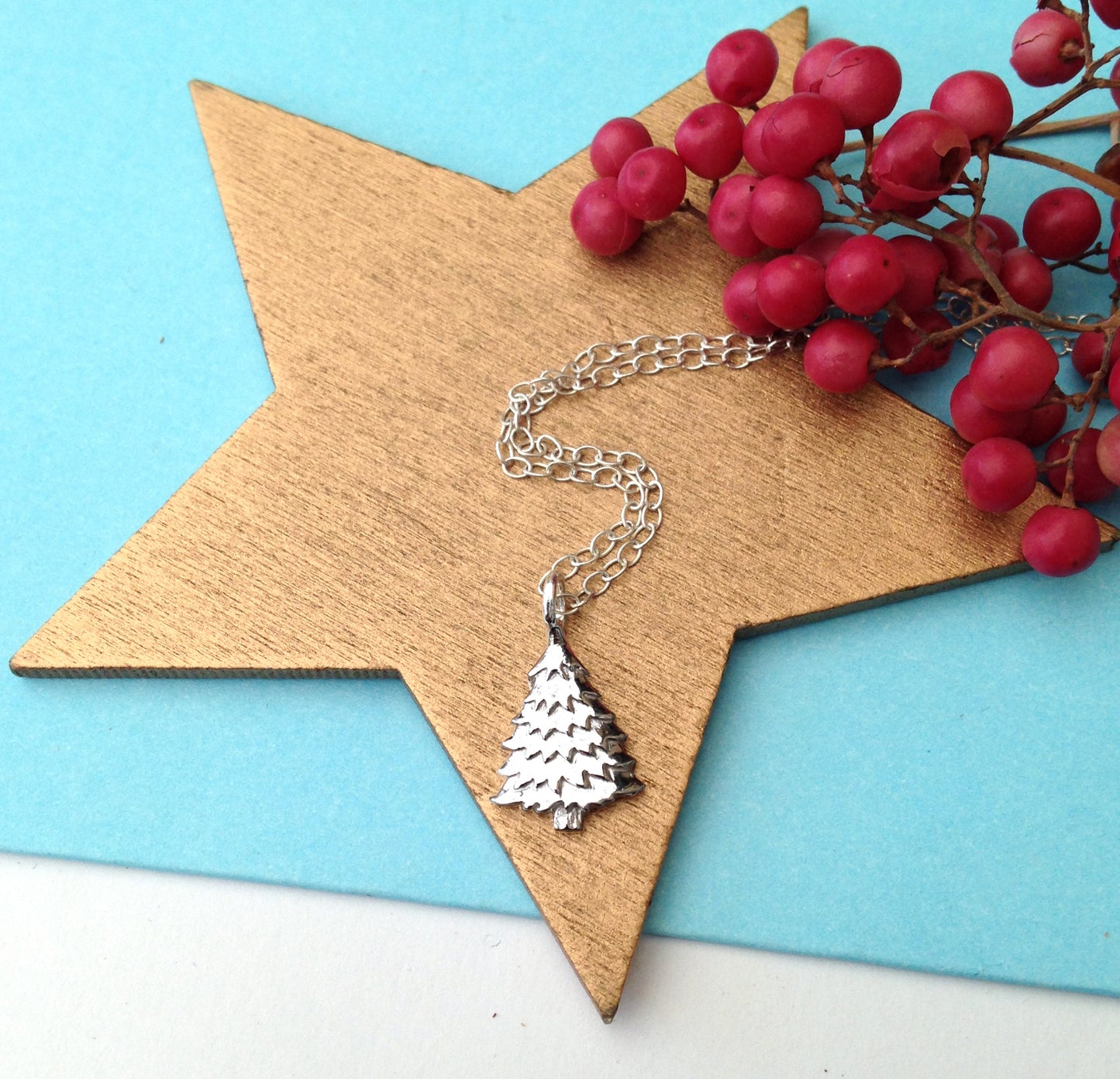 Sterling Silver Christmas Tree Necklace