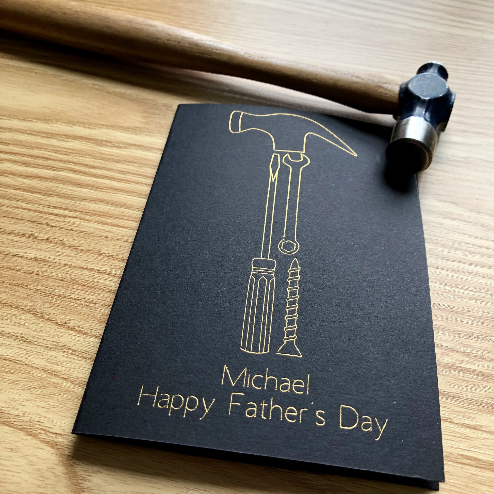 personalised gold foil father's day card for dad