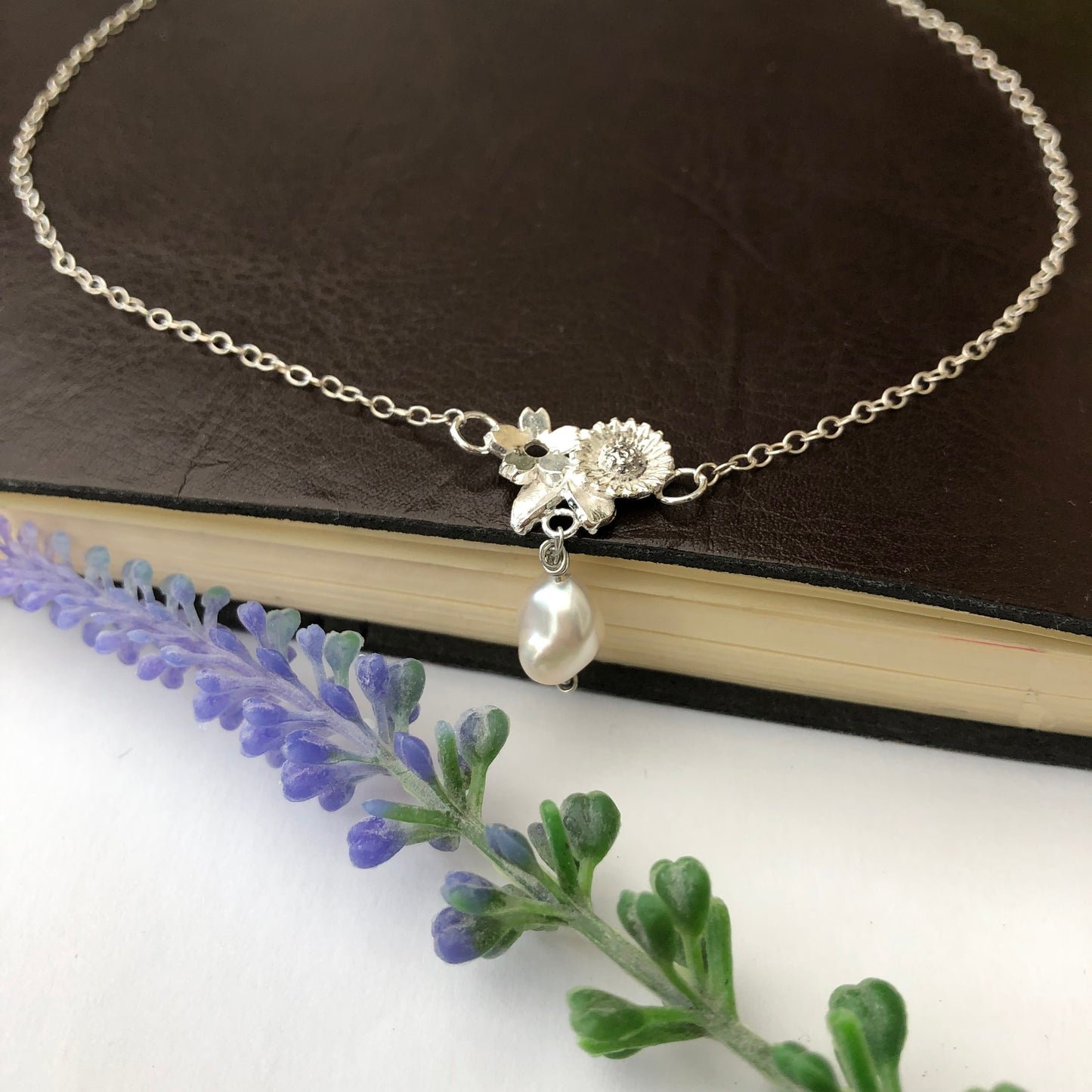 Baroque Pearl And Sterling Silver Flower Necklace