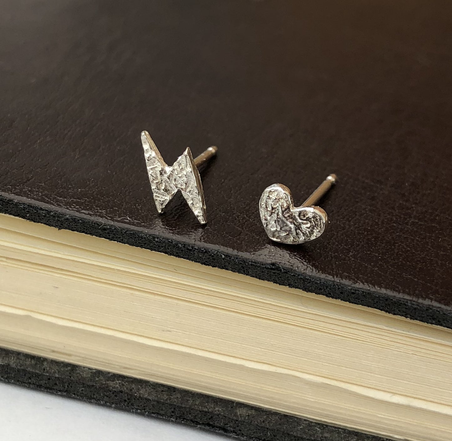 Well Done Graduation Gift, Sterling Silver Lightning Bolt & Heart Mismatched Earrings