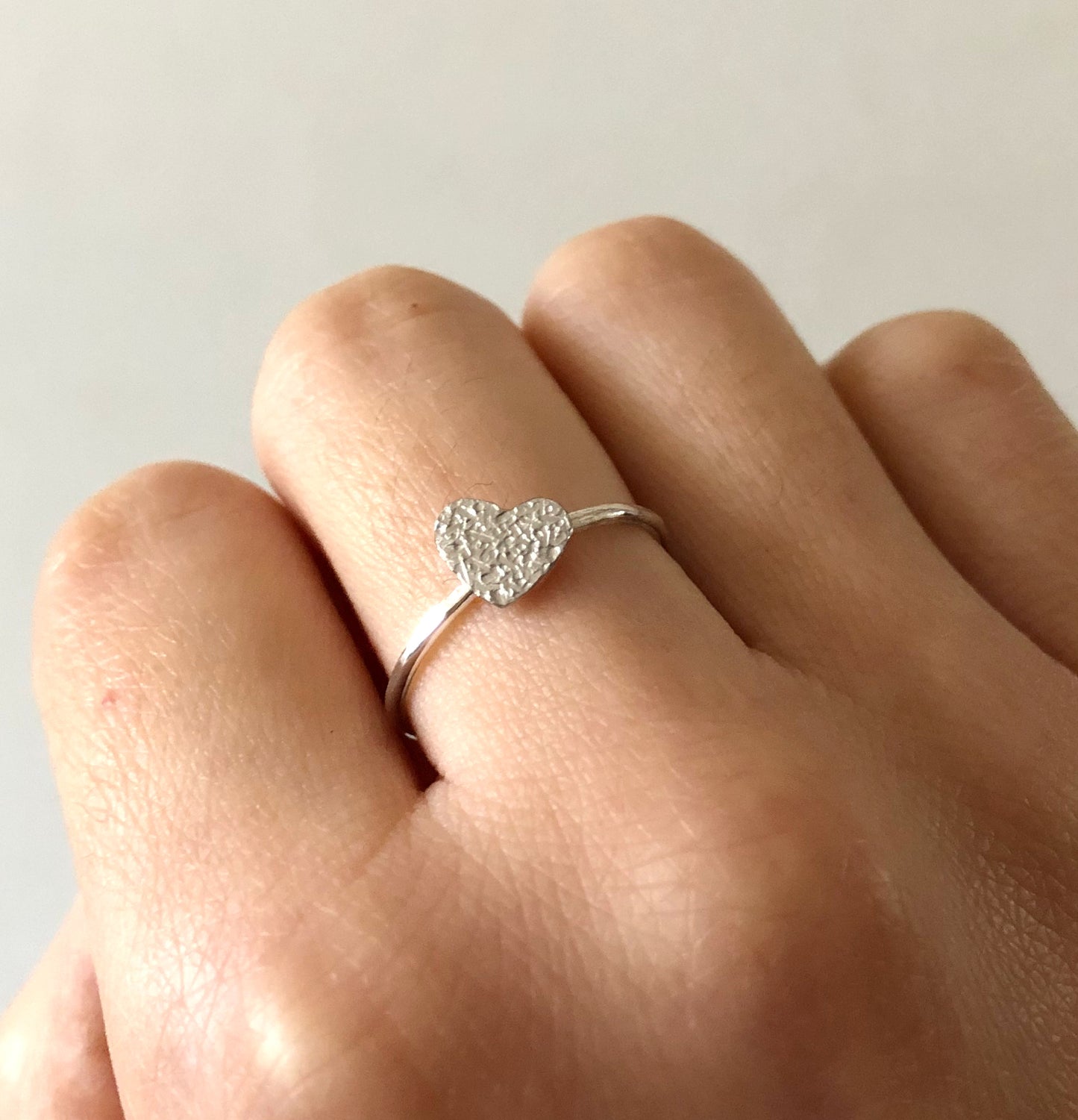 Sterling Silver Textured Heart Ring