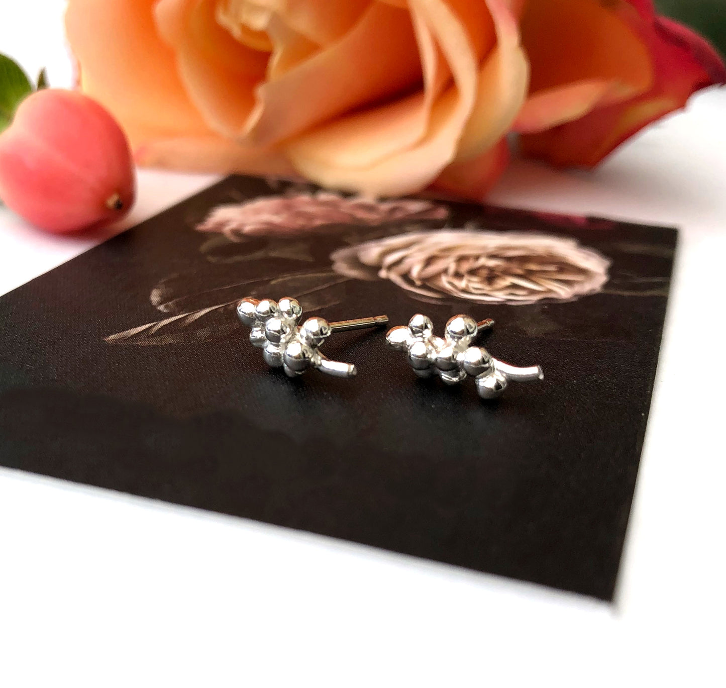 Sterling Silver Mini Lavender Earrings, Cute Flower Jewellery