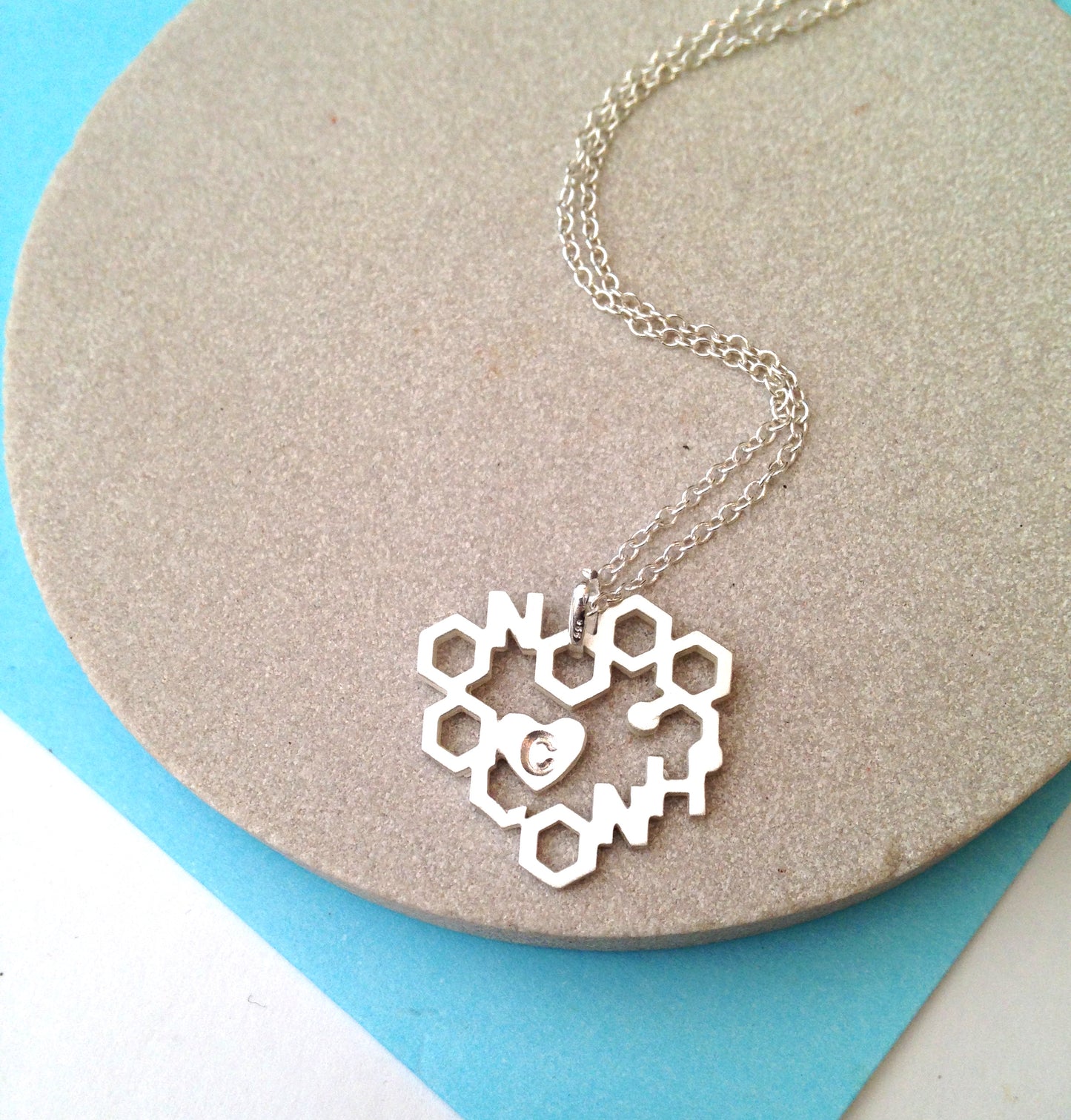 Sterling Silver Love Chemistry Necklace With Initial Heart