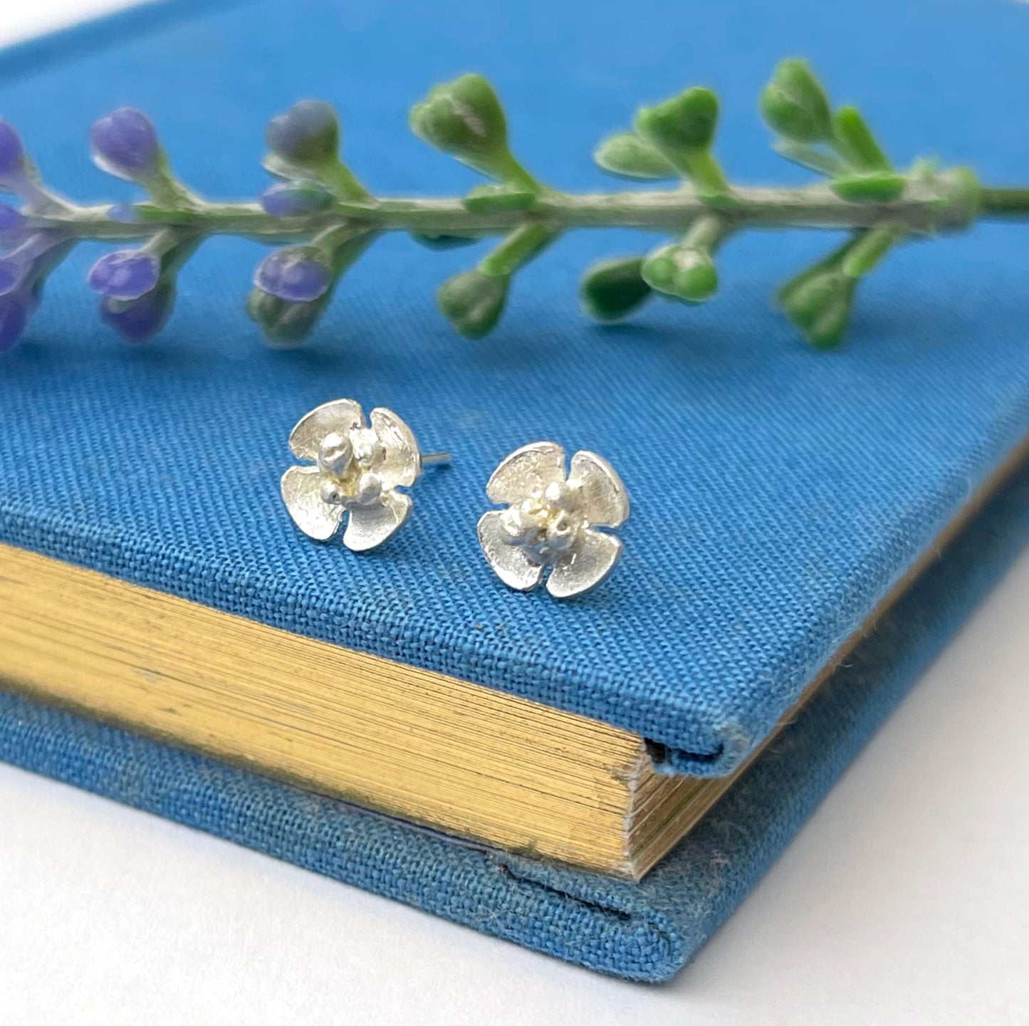 Sterling Silver Mini Blossom Flower Stud Earrings