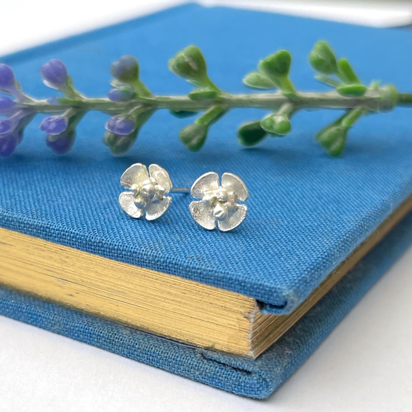 Sterling Silver Mini Blossom Flower Stud Earrings