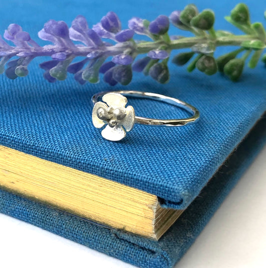 sterling silver mini blossom flower ring