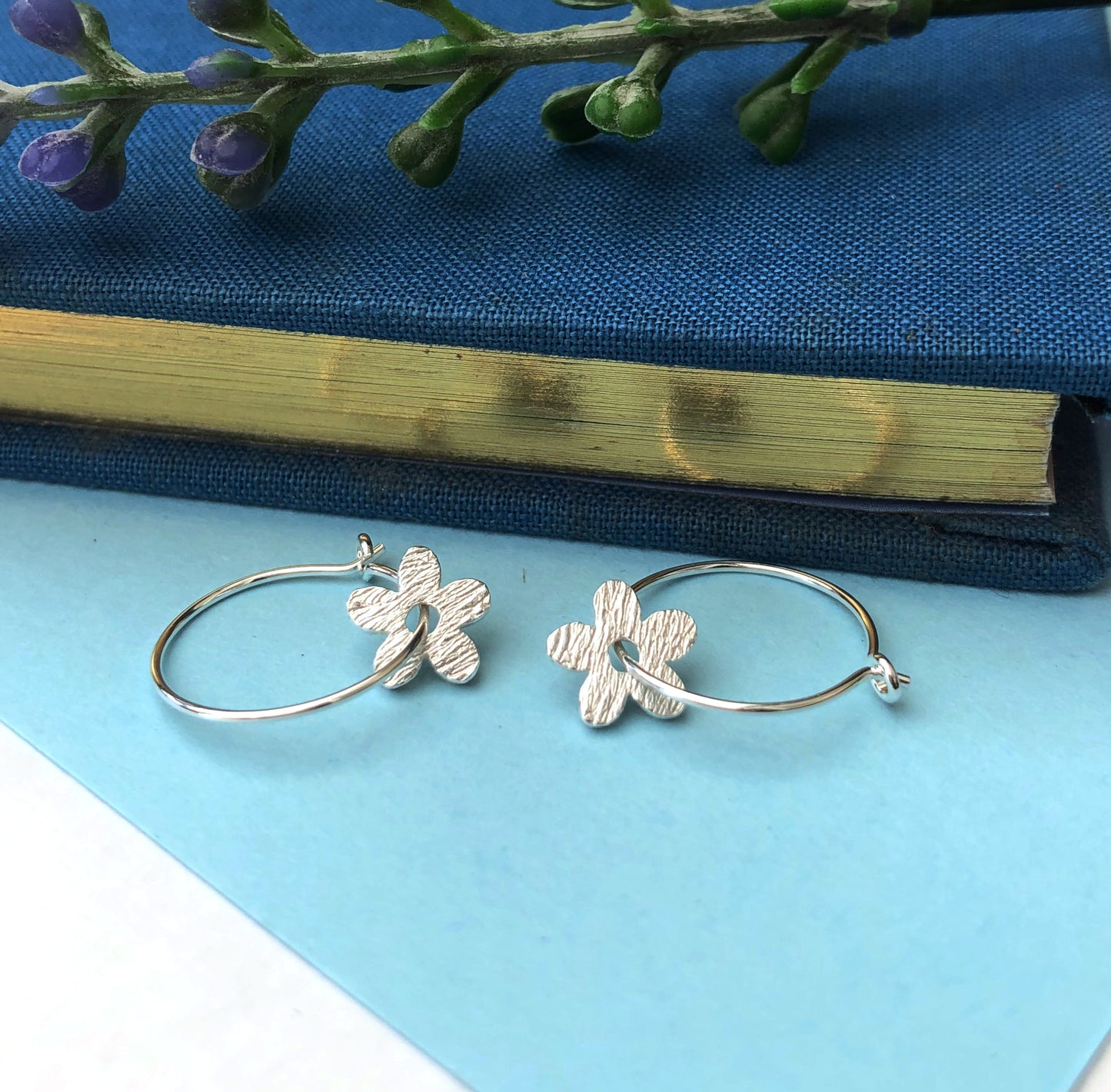 flower charm huggies 