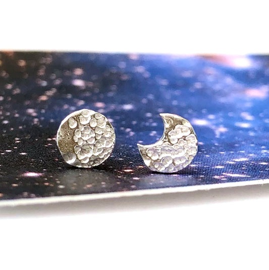 sterling silver mismatched moon earrings