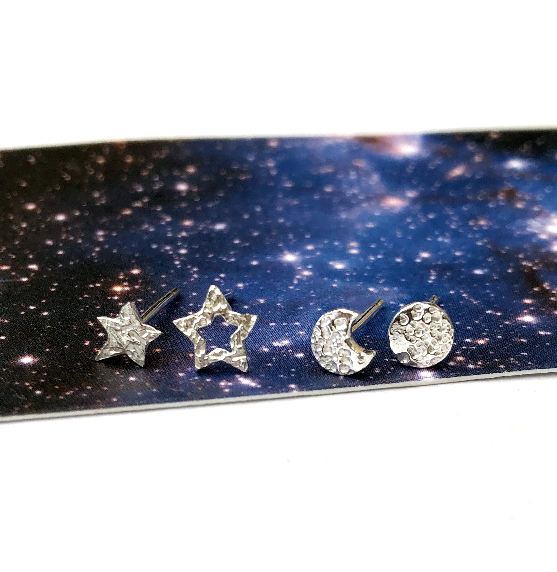 sterling silver star and celestial mismatched earrings 