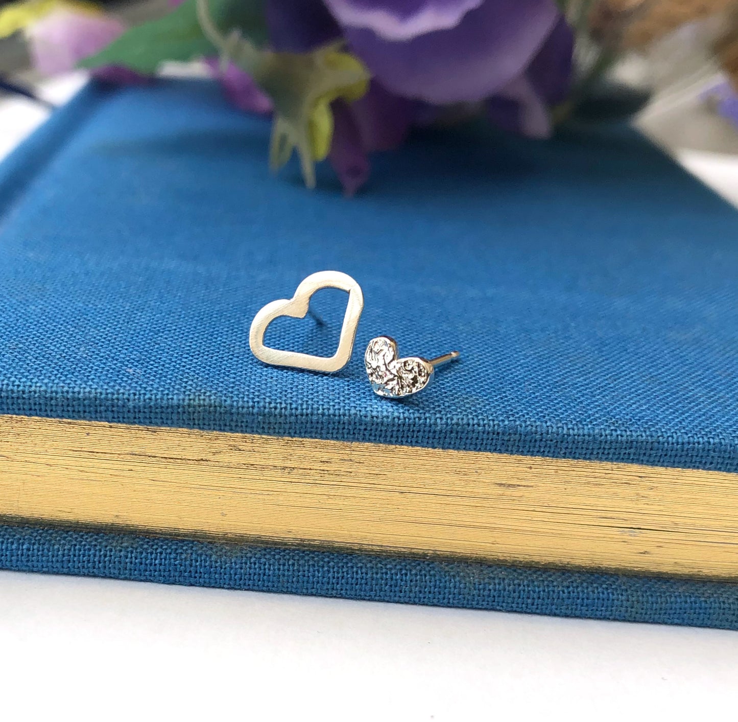 sterling silver big and small heart earrings