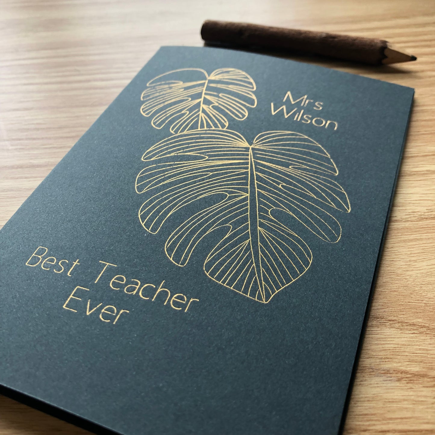 personalised gold foil leaf  card