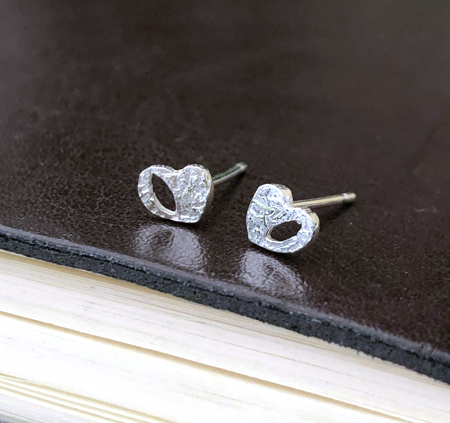 Sterling Silver Thank You Bridesmaid Mini Open Heart Earrings